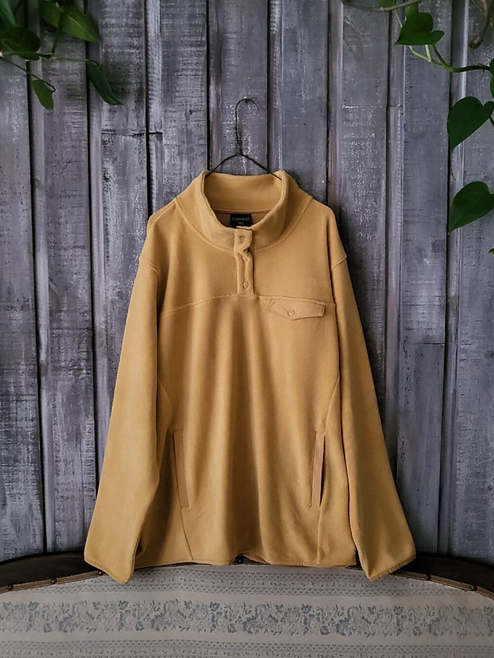 32 DEGREES HEAT Men's Fleece Pullover Snap Button Jacket XXL Yellow Mustard